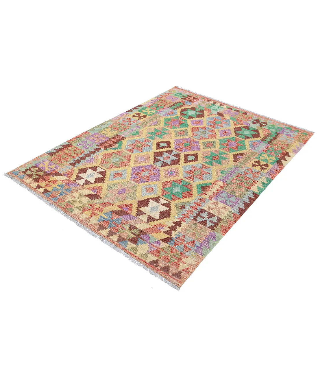 Hand Woven Maimana Kilim Wool Kilim Rug - 4'9'' x 6'5''