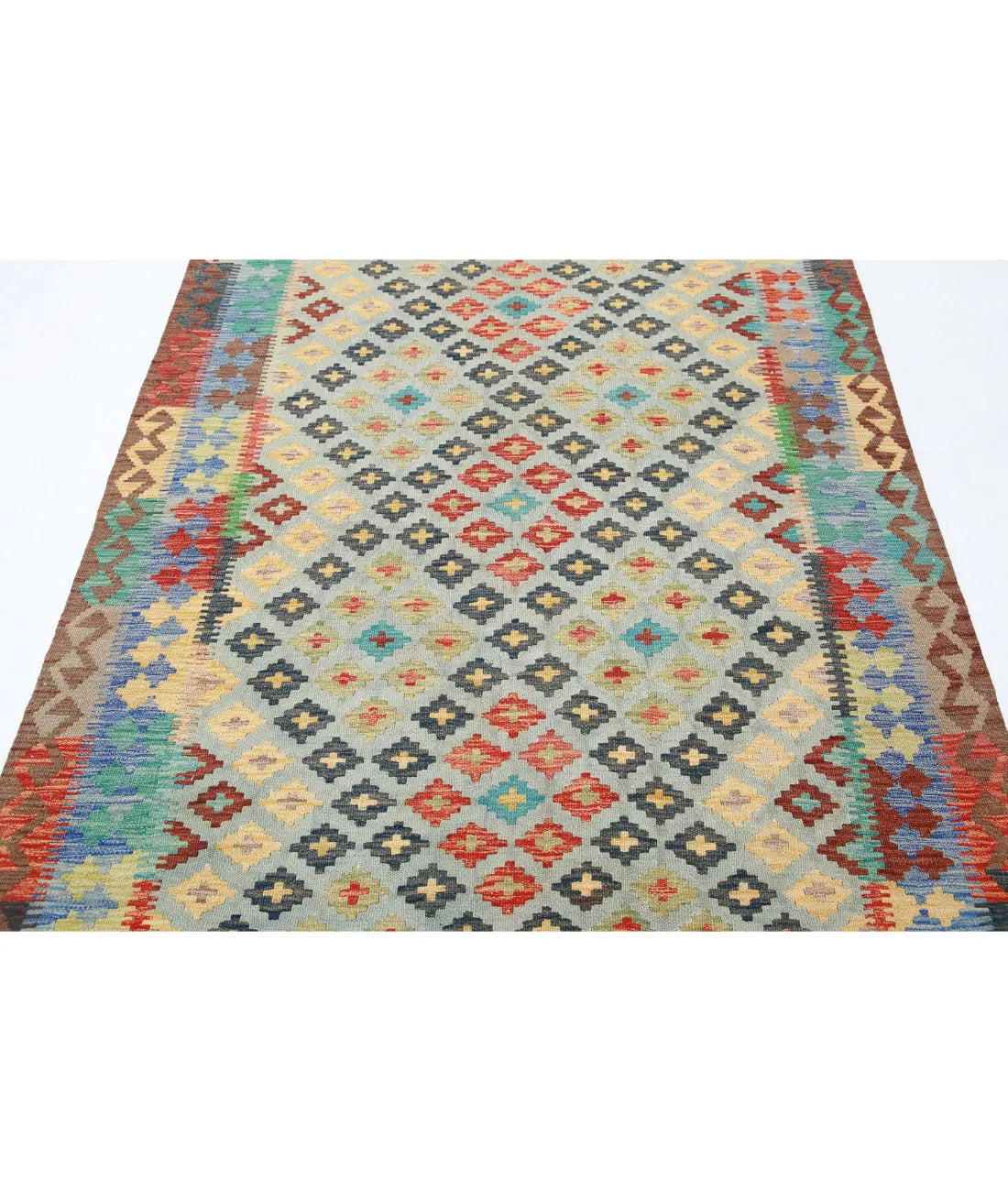 Alfombra Kilim de lana Maimana Kilim anudada a mano - 4'9'' x 6'6''