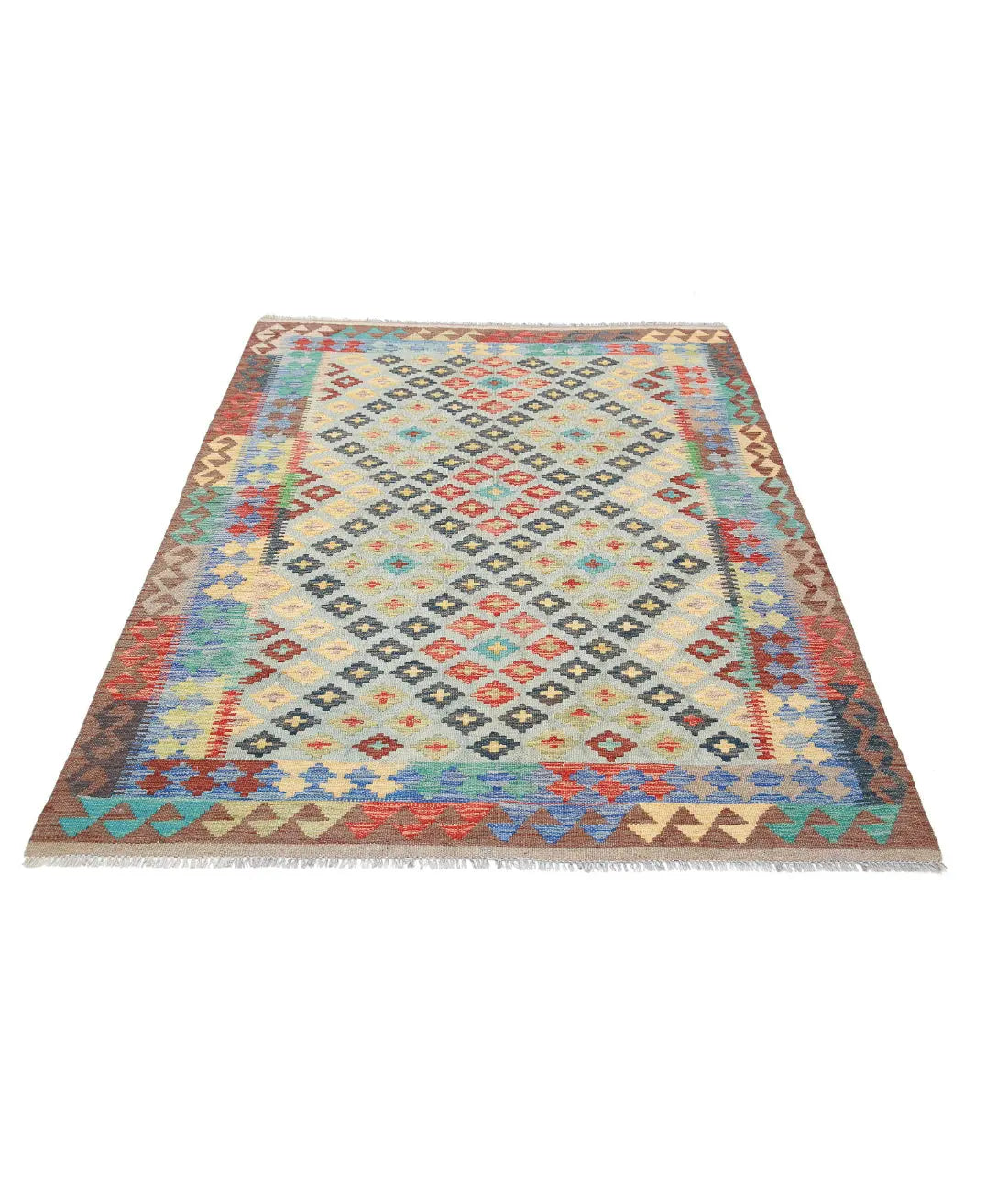Alfombra Kilim de lana Maimana Kilim anudada a mano - 4'9'' x 6'6''