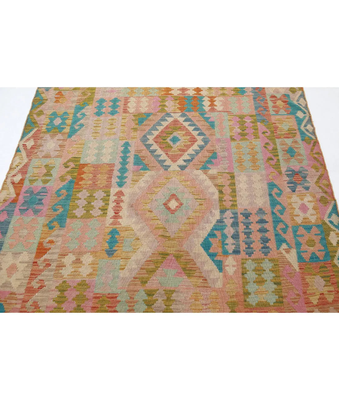 Alfombra Kilim de lana Maimana Kilim anudada a mano - 5'2'' x 6'4''