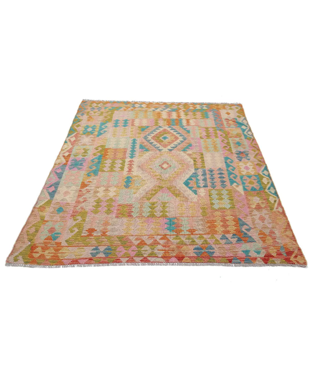 Alfombra Kilim de lana Maimana Kilim anudada a mano - 5'2'' x 6'4''