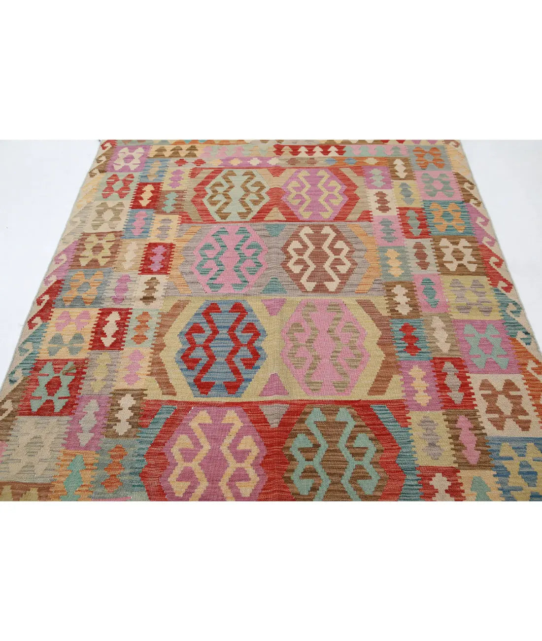 Alfombra Kilim de lana Maimana Kilim anudada a mano - 5'6'' x 7'5''