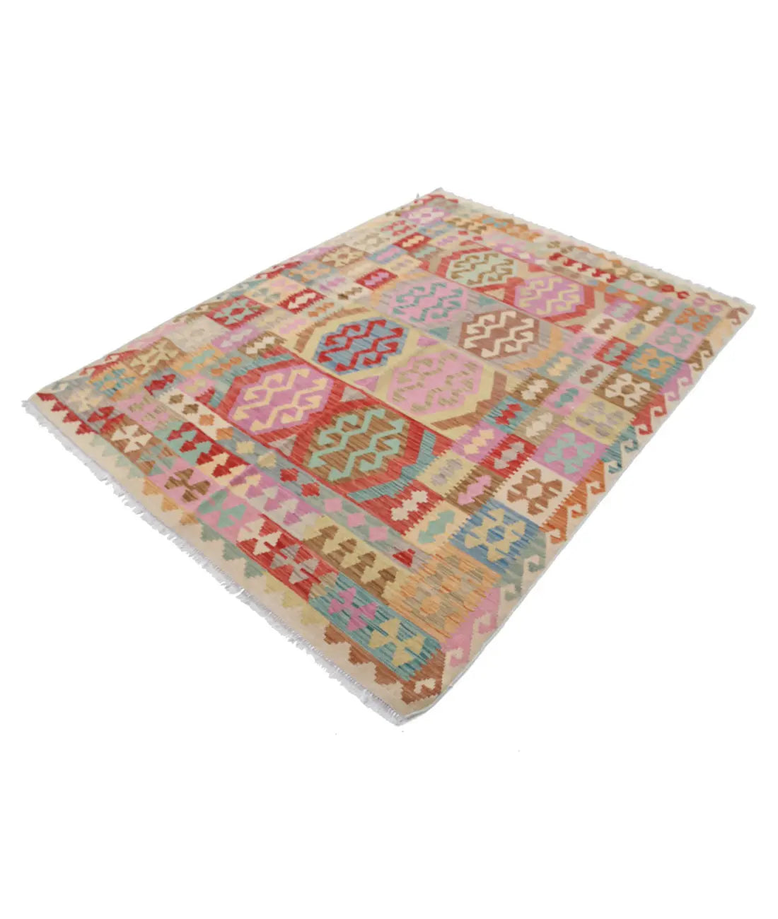 Alfombra Kilim de lana Maimana Kilim anudada a mano - 5'6'' x 7'5''