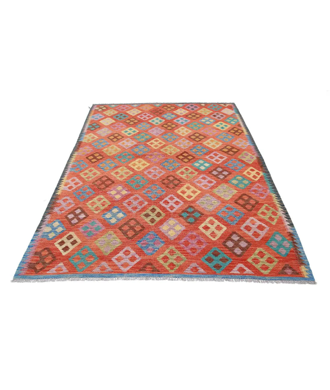 Hand Woven Maimana Kilim Wool Kilim Rug - 5'7'' x 8'2''