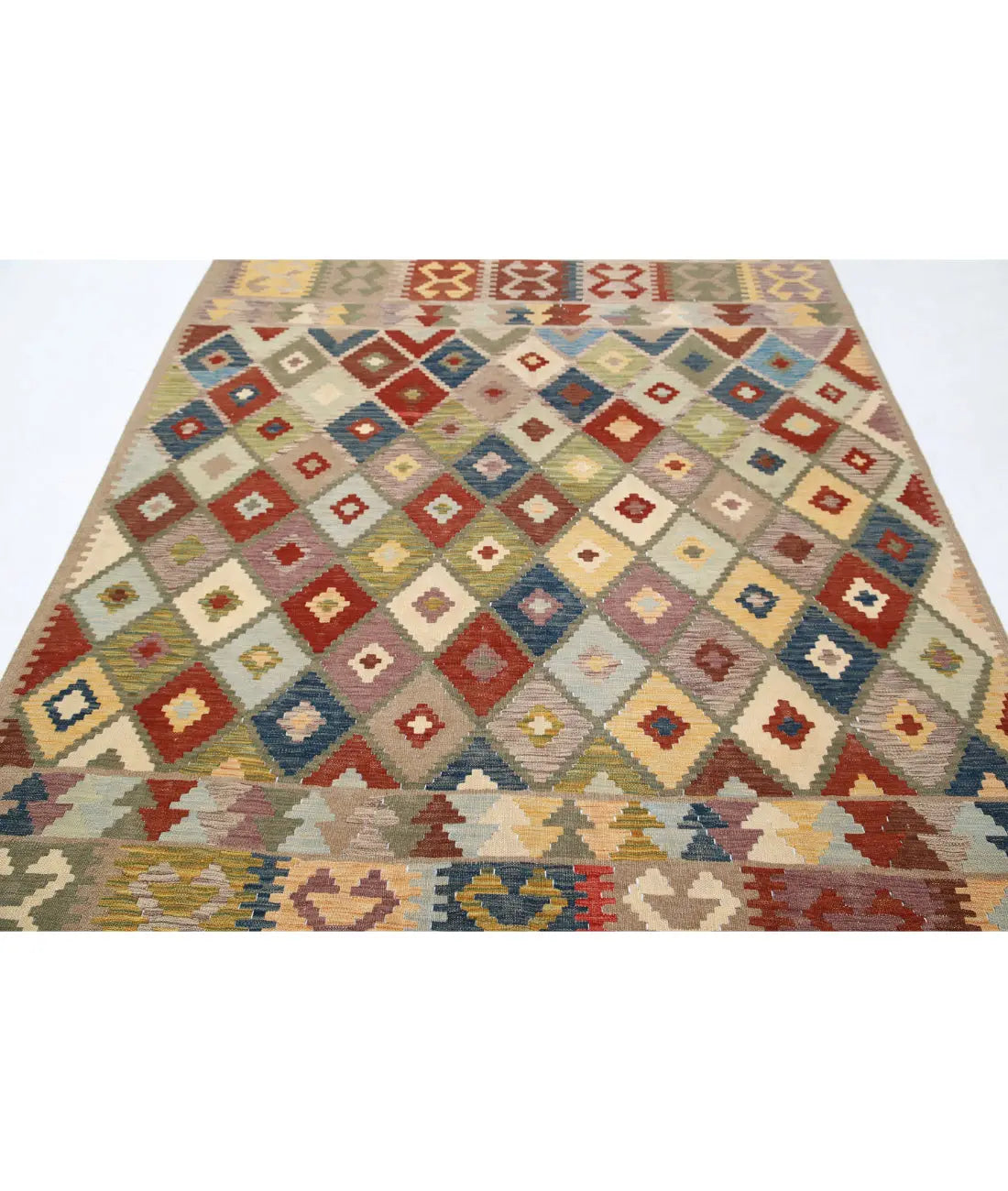 Hand Woven Maimana Kilim Wool Kilim Rug - 6'2'' x 7'11''