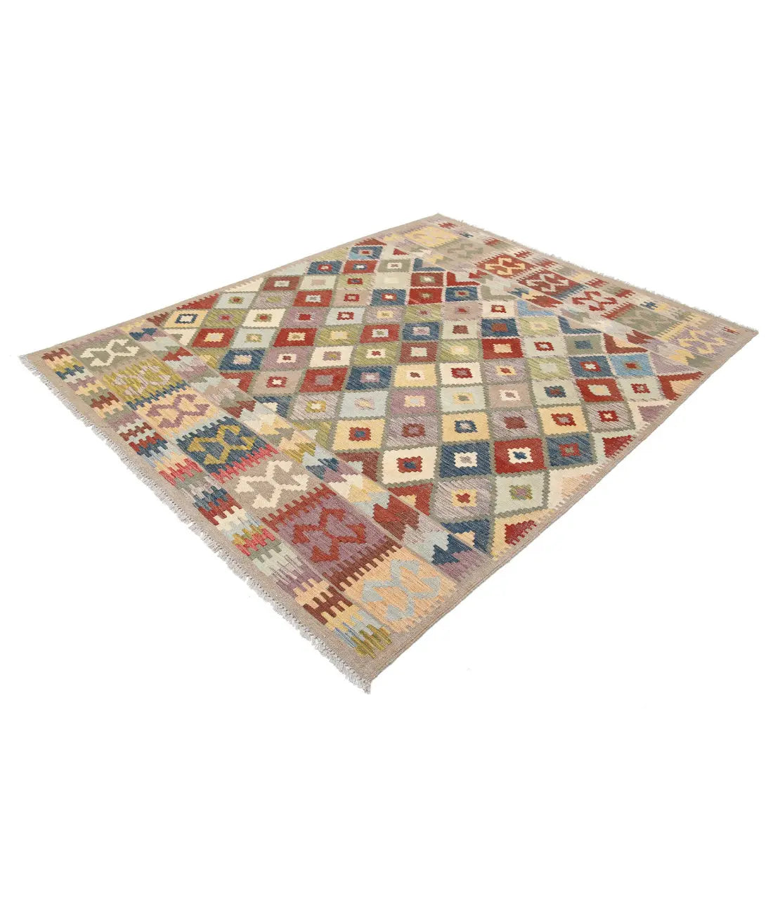 Hand Woven Maimana Kilim Wool Kilim Rug - 6'2'' x 7'11''