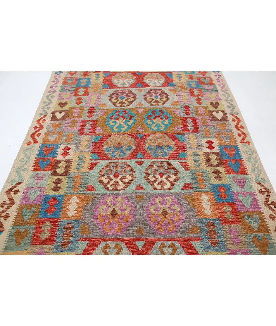 Hand Woven Maimana Kilim Wool Kilim Rug - 6'2'' x 9'10''
