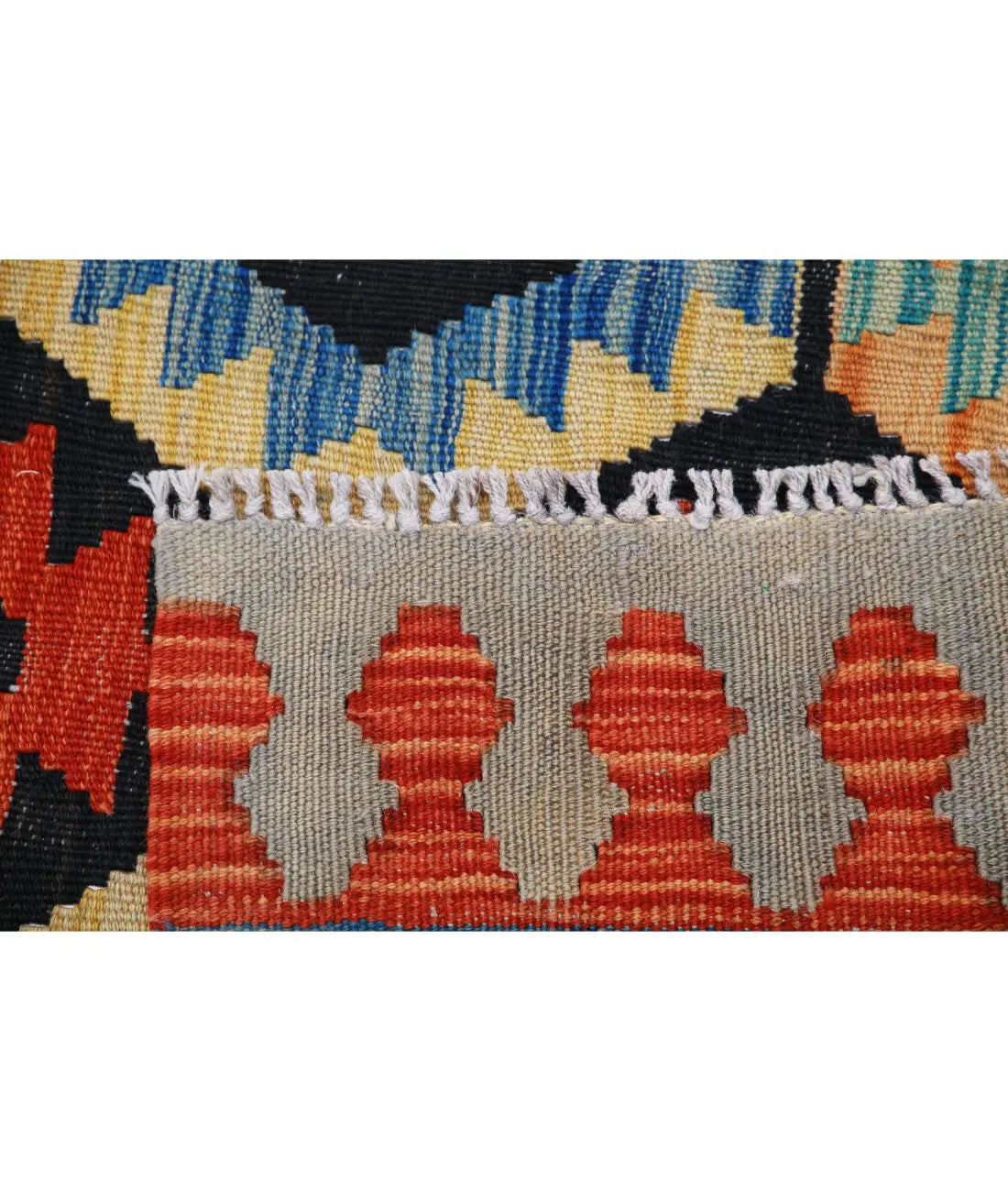 Hand Woven Maimana Kilim Wool Kilim Rug - 6'3'' x 6'7''