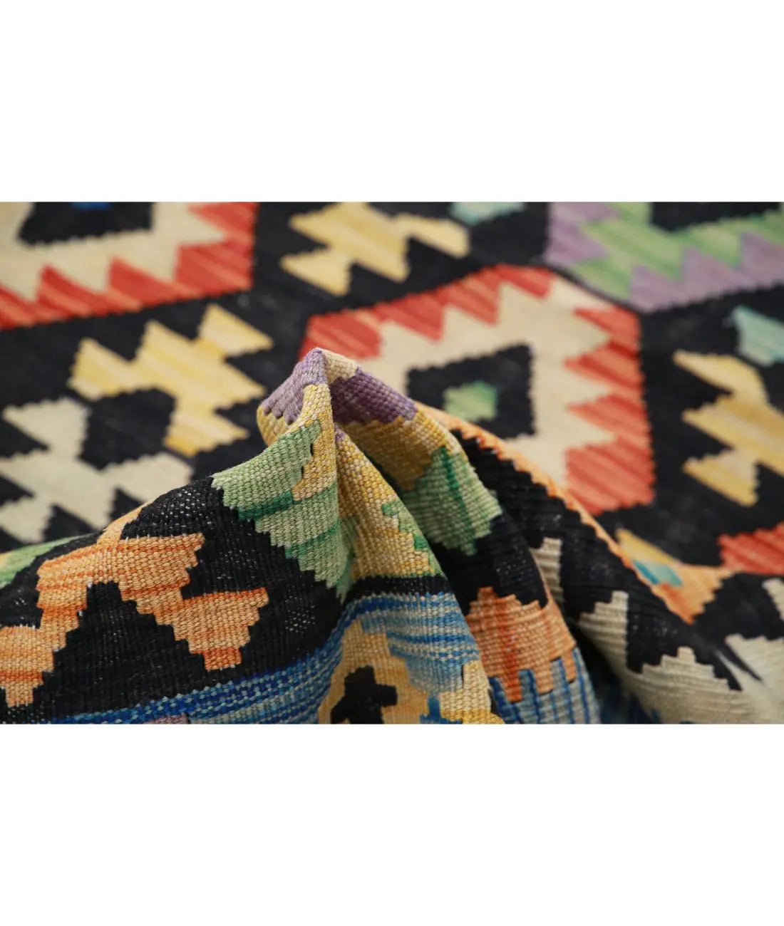 Hand Woven Maimana Kilim Wool Kilim Rug - 6'3'' x 6'7''