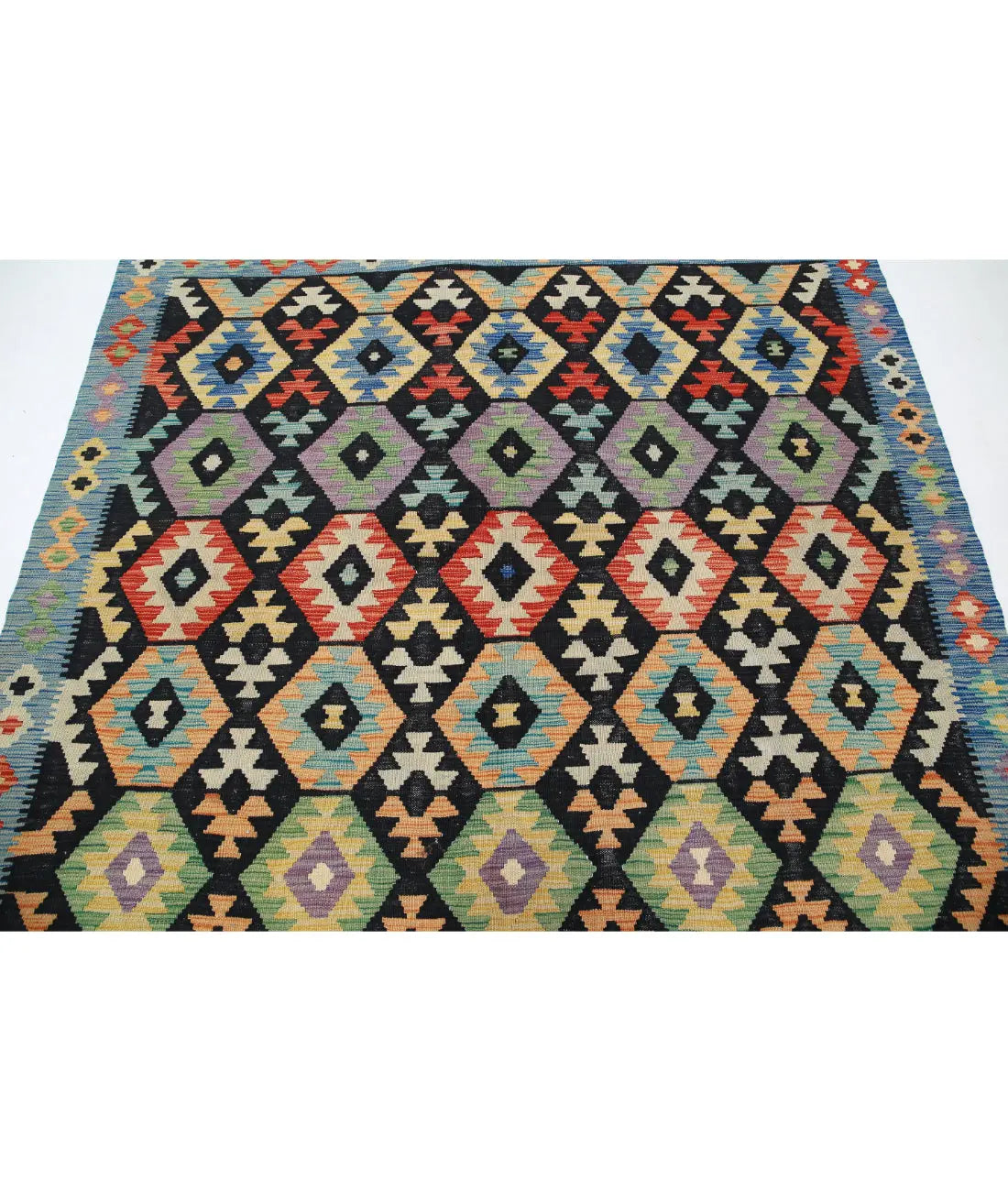 Hand Woven Maimana Kilim Wool Kilim Rug - 6'3'' x 6'7''