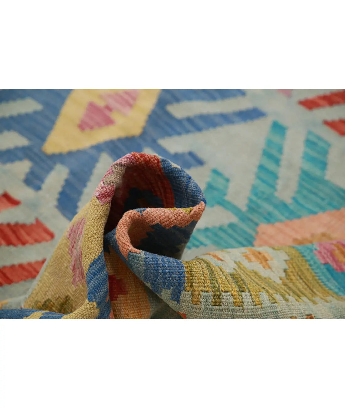 Hand Woven Maimana Kilim Wool Kilim Rug - 6'3'' x 9'11''