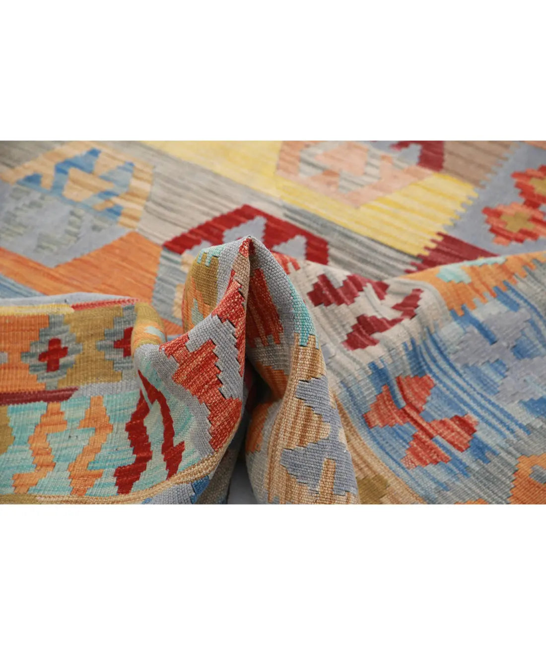 Hand Woven Maimana Kilim Wool Kilim Rug - 6'3'' x 9'6''