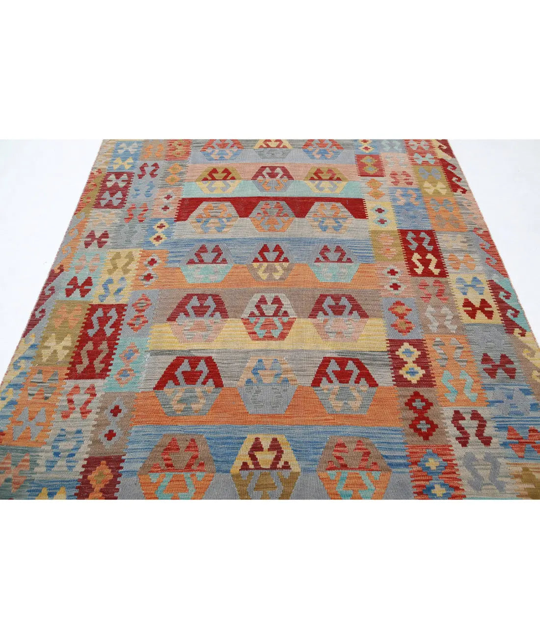 Hand Woven Maimana Kilim Wool Kilim Rug - 6'3'' x 9'6''