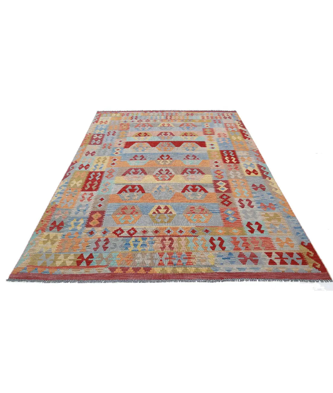 Hand Woven Maimana Kilim Wool Kilim Rug - 6'3'' x 9'6''
