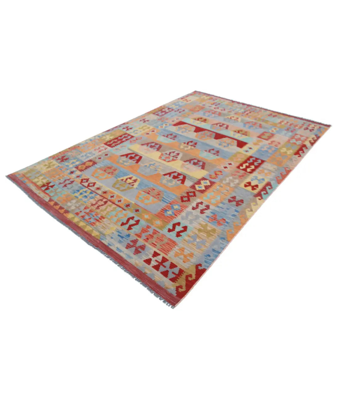 Hand Woven Maimana Kilim Wool Kilim Rug - 6'3'' x 9'6''
