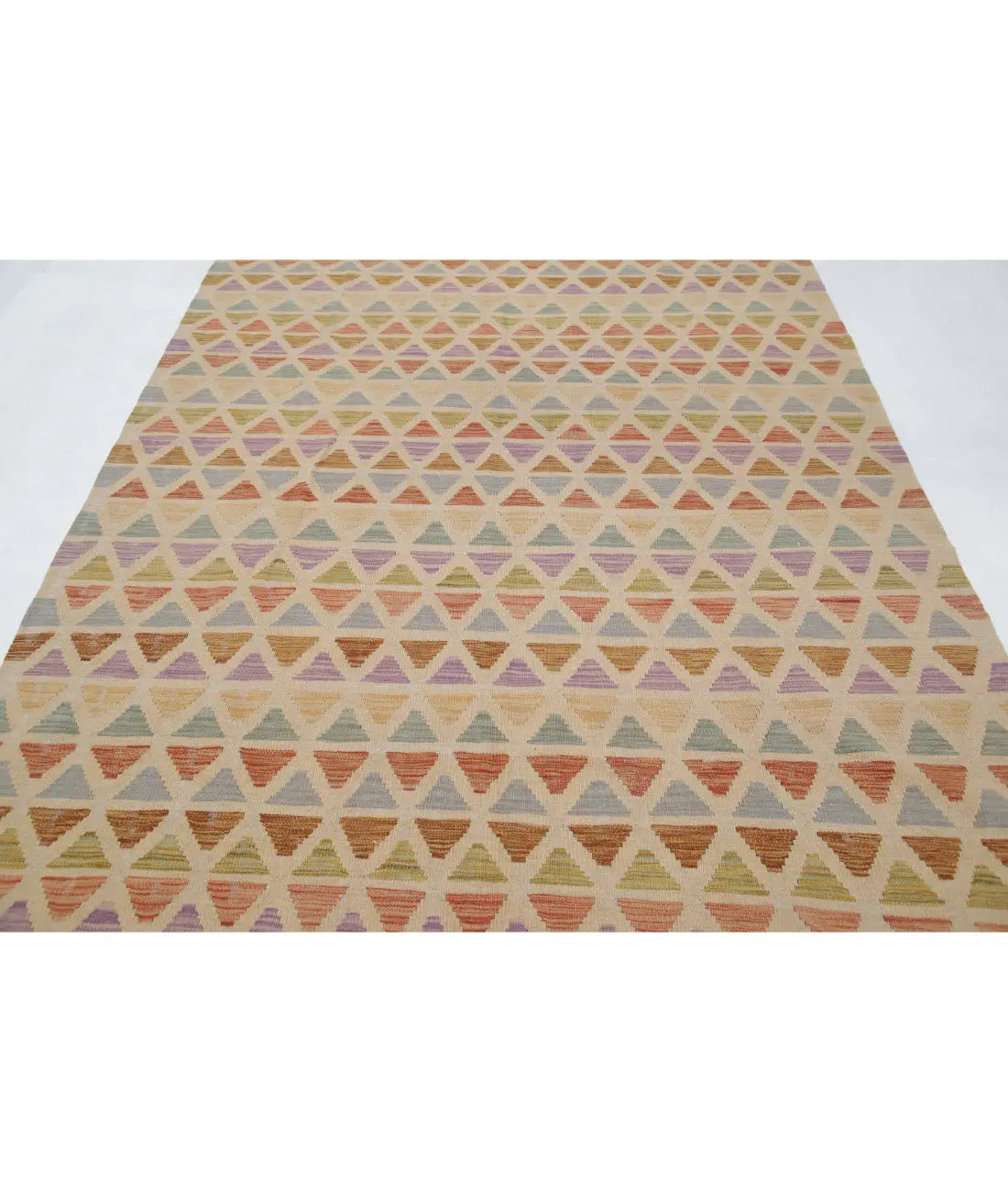 Hand Woven Maimana Kilim Wool Kilim Rug - 6'3'' x 9'9''