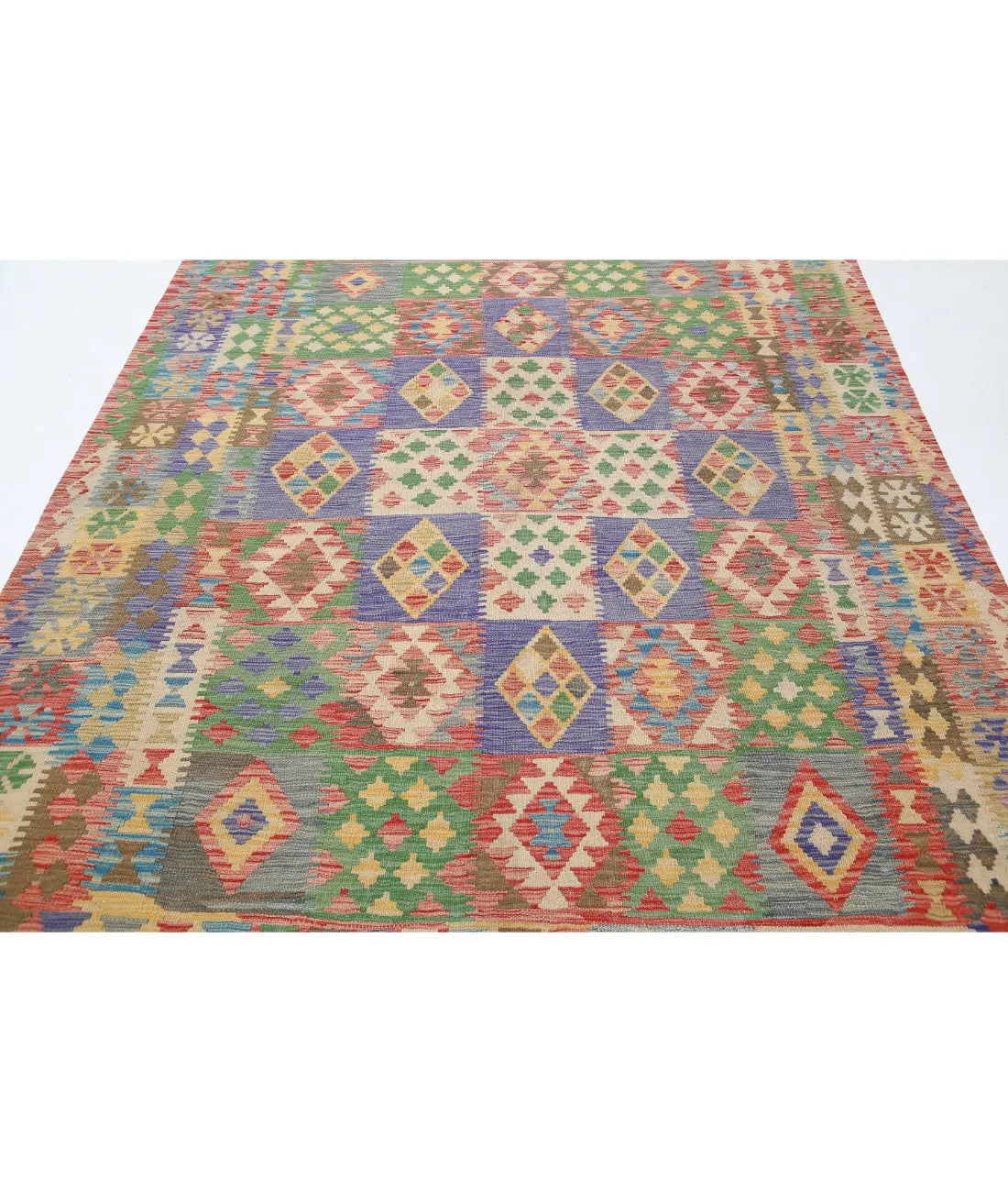 Hand Woven Maimana Kilim Wool Kilim Rug - 6'4'' x 9'2''