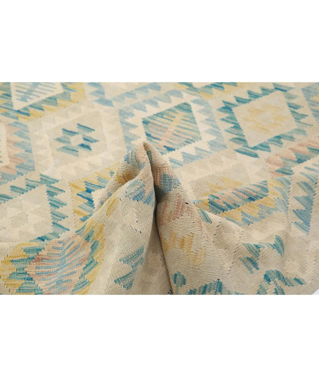 Hand Woven Maimana Kilim Wool Kilim Rug - 6'4'' x 9'4''