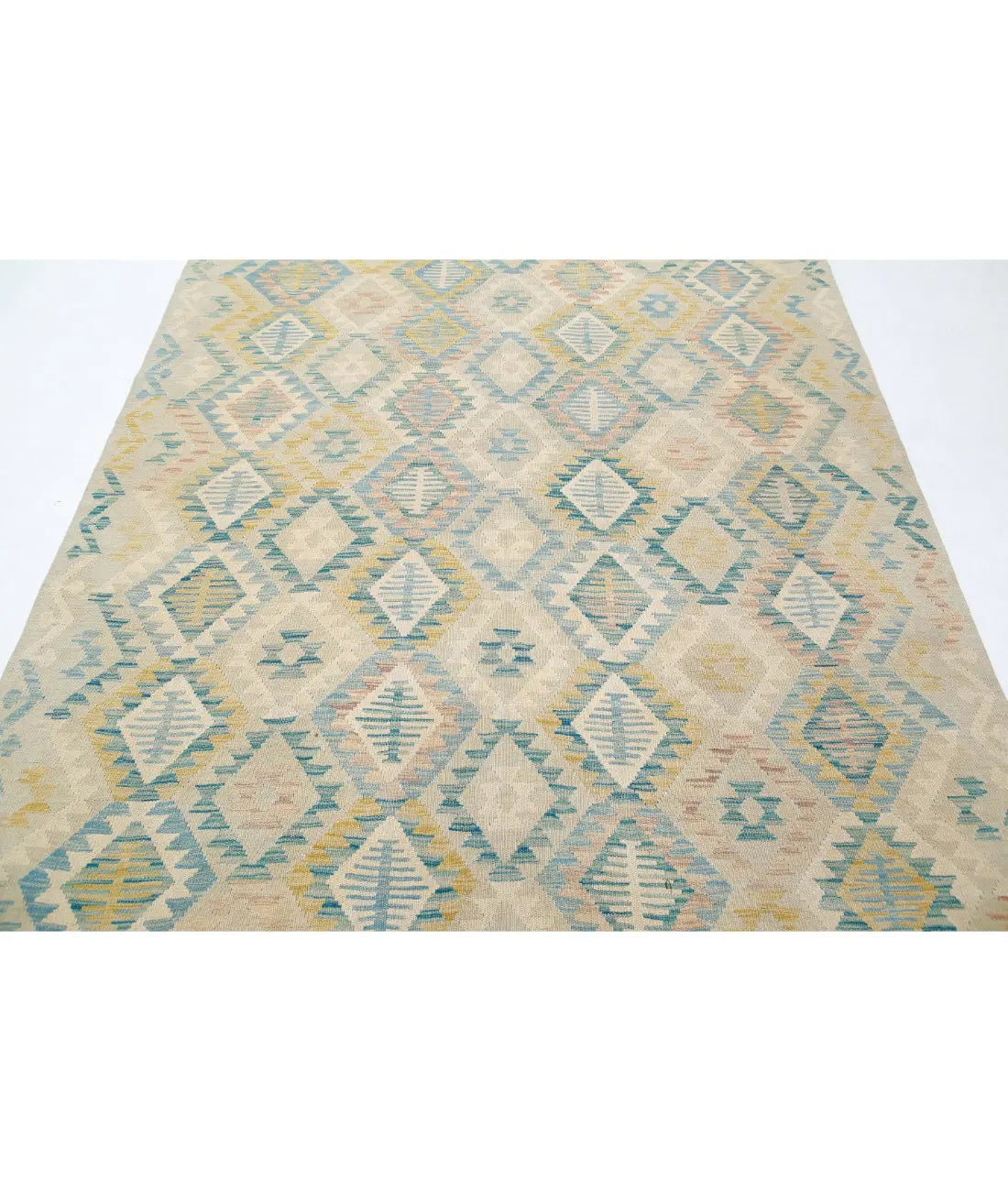 Hand Woven Maimana Kilim Wool Kilim Rug - 6'4'' x 9'4''