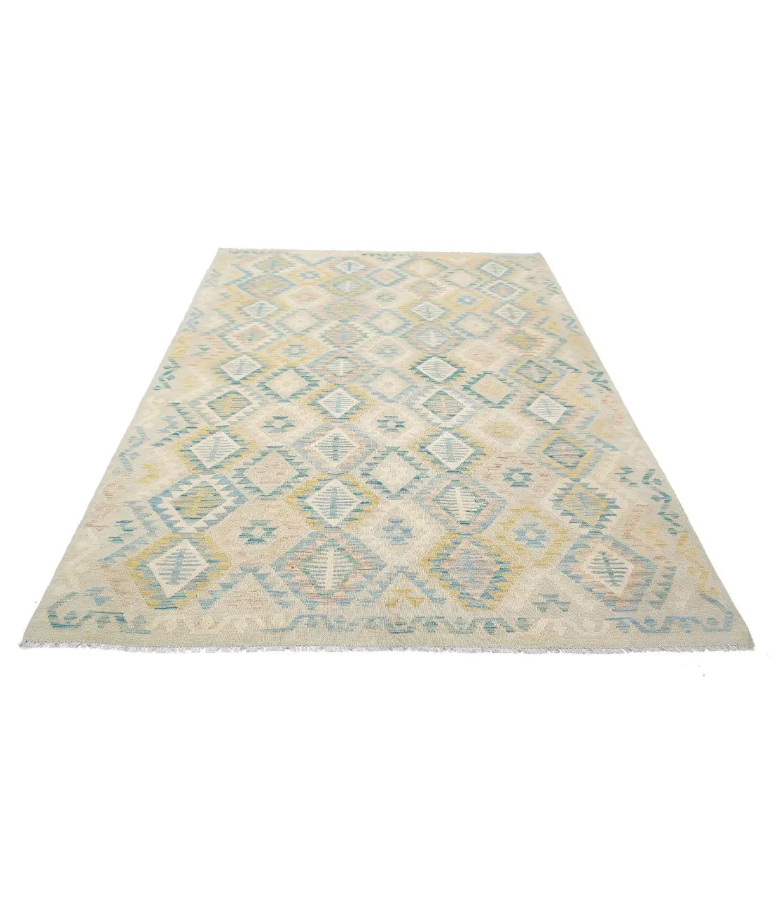 Hand Woven Maimana Kilim Wool Kilim Rug - 6'4'' x 9'4''
