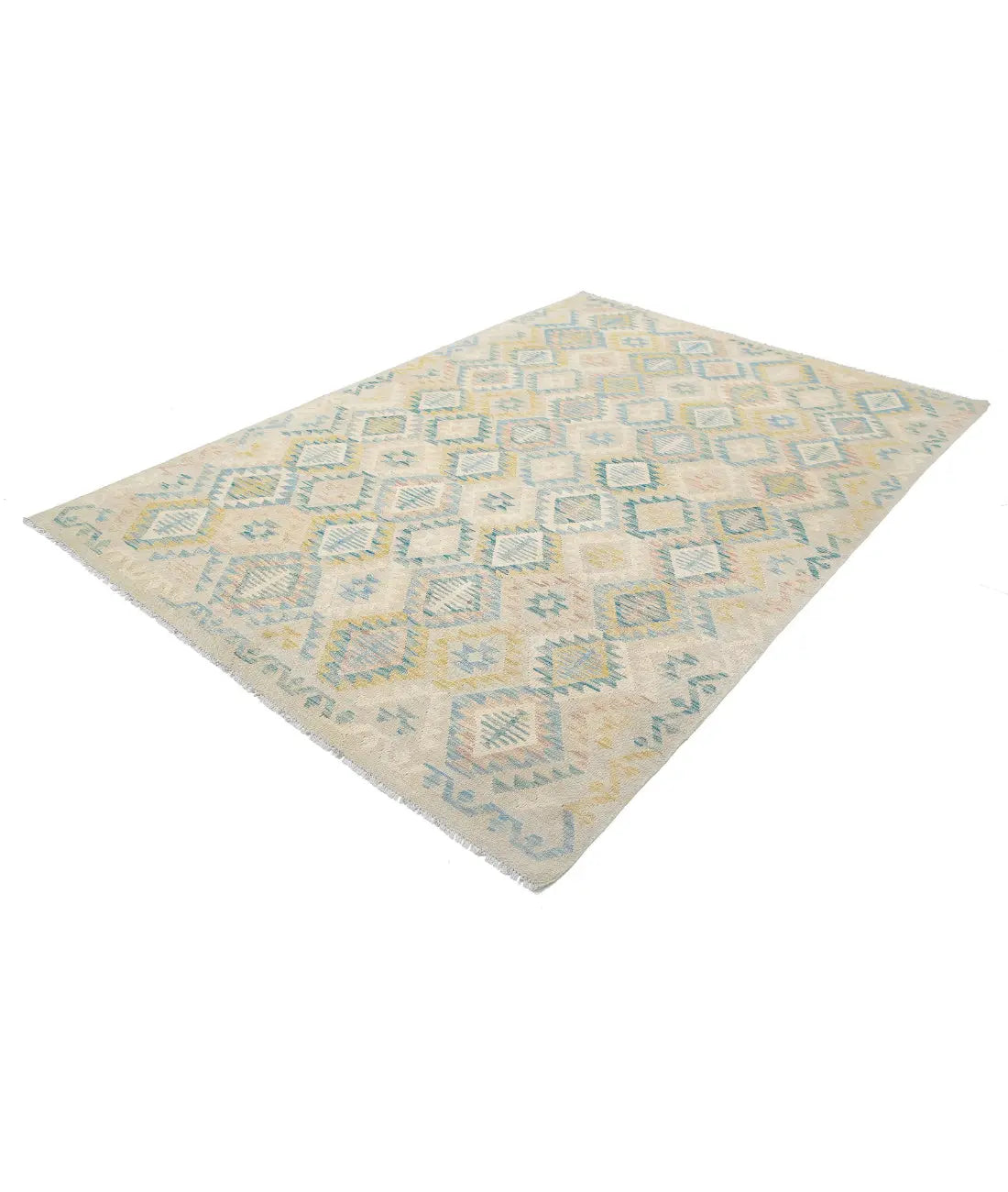 Hand Woven Maimana Kilim Wool Kilim Rug - 6'4'' x 9'4''