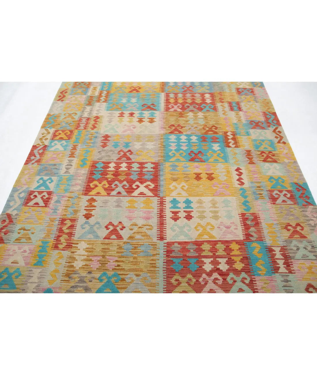 Hand Woven Maimana Kilim Wool Kilim Rug - 6'4'' x 9'8''