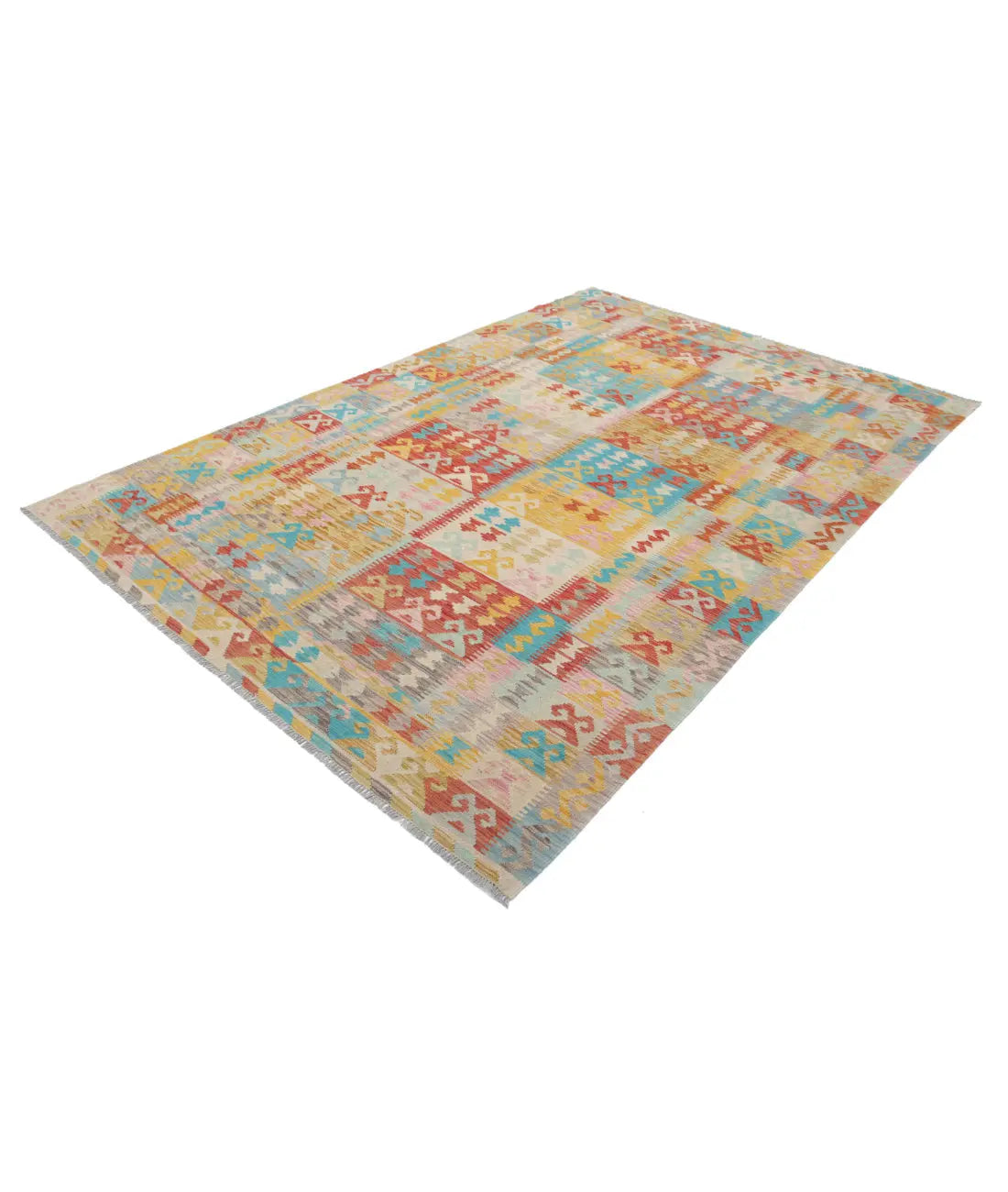 Hand Woven Maimana Kilim Wool Kilim Rug - 6'4'' x 9'8''