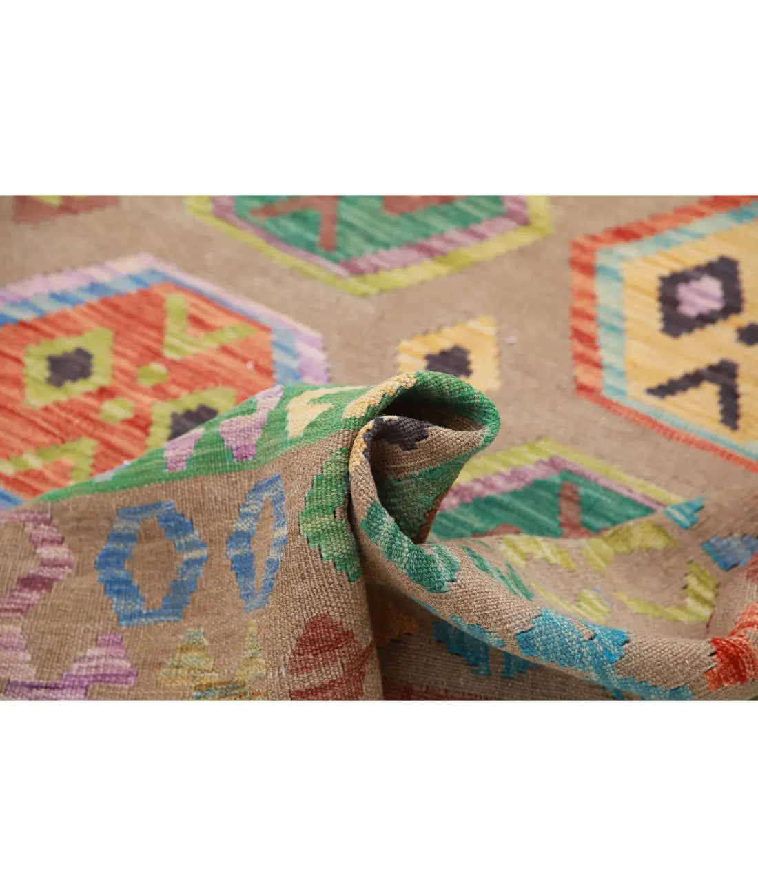 Hand Woven Maimana Kilim Wool Kilim Rug - 6'4'' x 9'9''