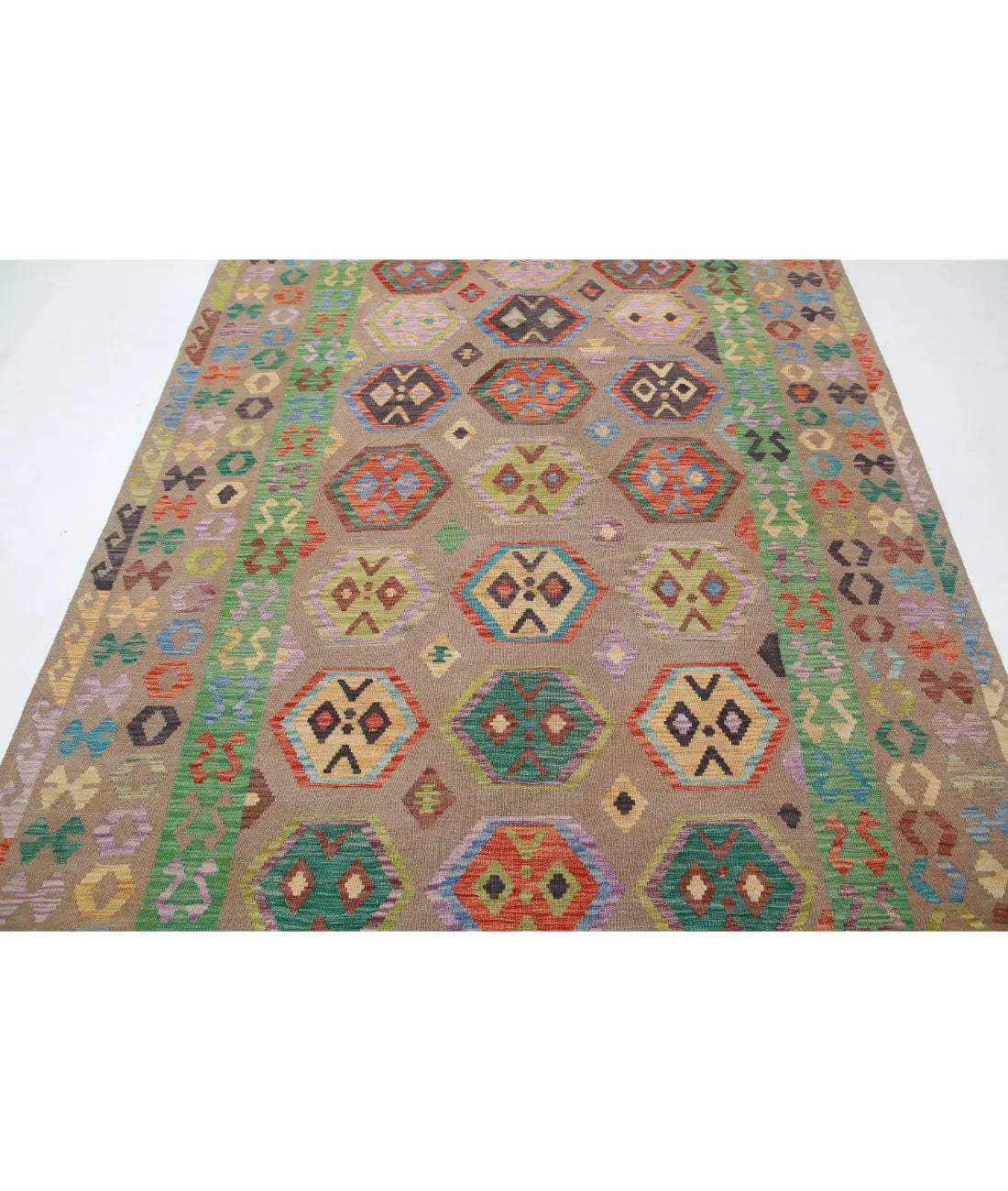 Hand Woven Maimana Kilim Wool Kilim Rug - 6'4'' x 9'9''