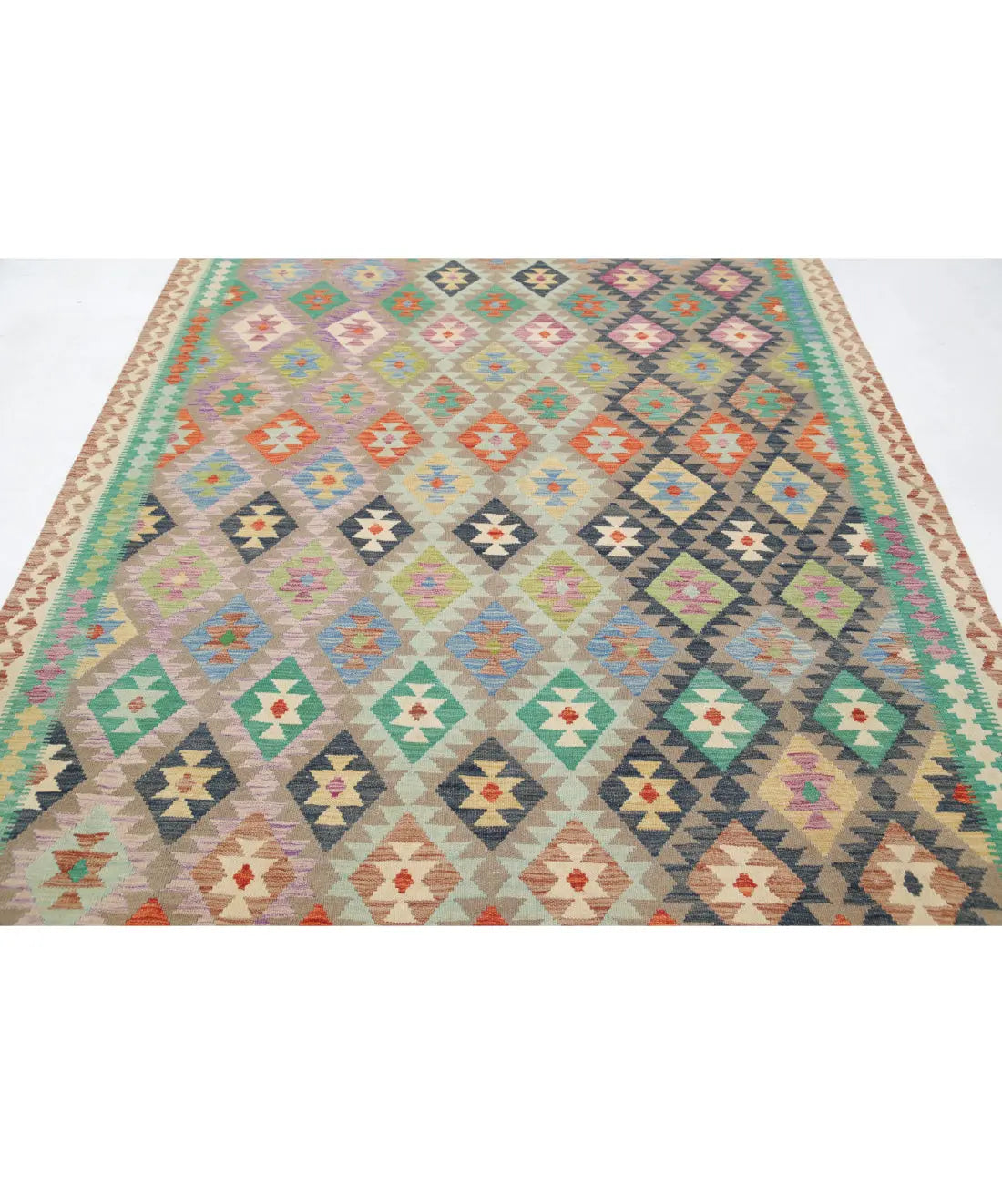 Hand Woven Maimana Kilim Wool Kilim Rug - 6'5'' x 9'10''