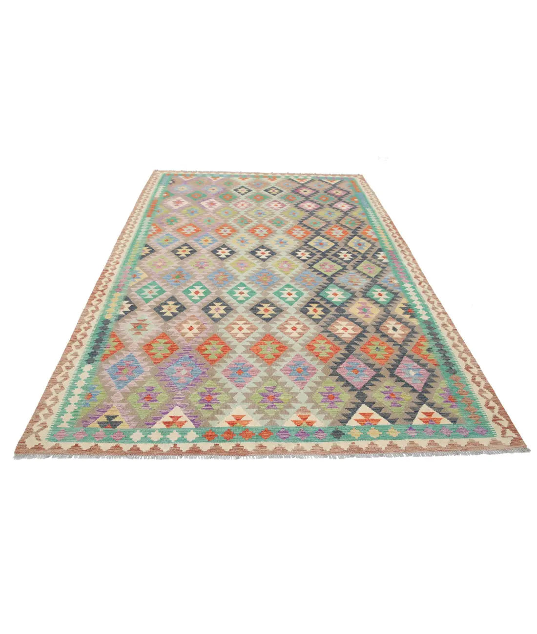 Hand Woven Maimana Kilim Wool Kilim Rug - 6'5'' x 9'10''