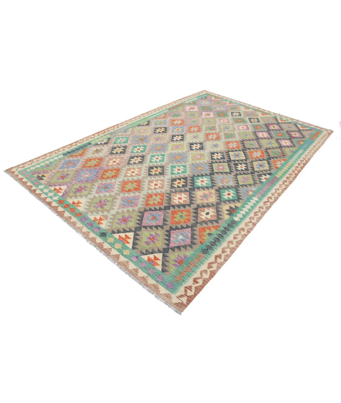 Hand Woven Maimana Kilim Wool Kilim Rug - 6'5'' x 9'10''