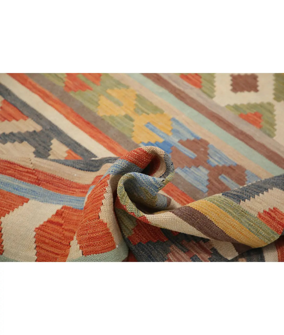 Hand Woven Maimana Kilim Wool Kilim Rug - 6'5'' x 9'5''