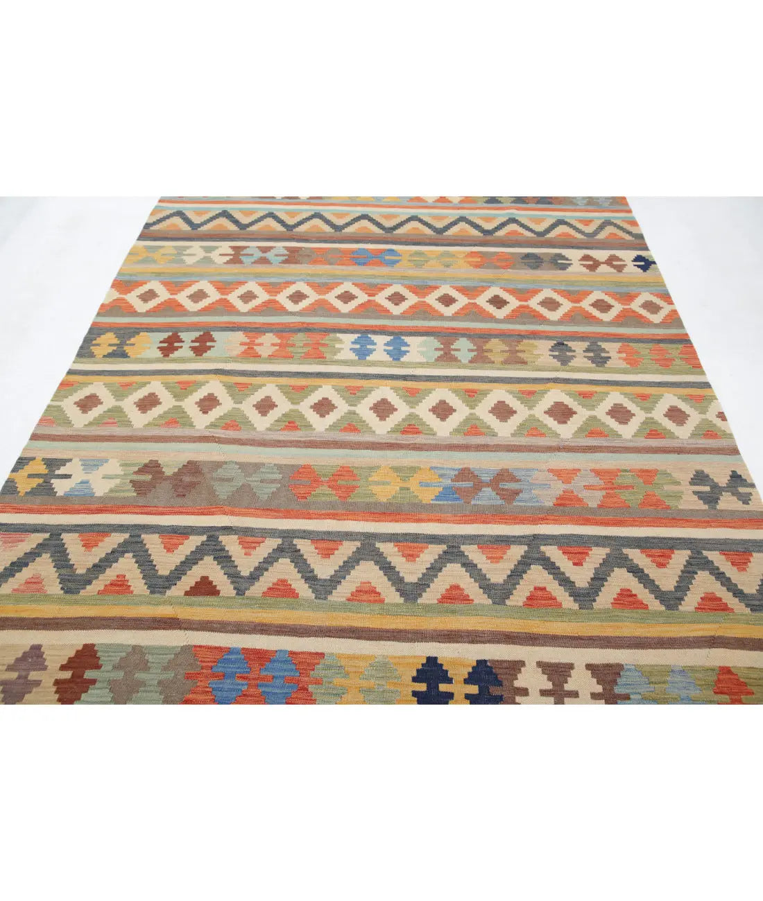 Hand Woven Maimana Kilim Wool Kilim Rug - 6'5'' x 9'5''