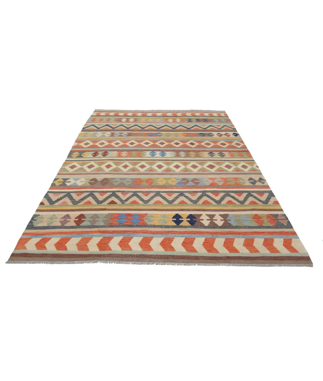 Hand Woven Maimana Kilim Wool Kilim Rug - 6'5'' x 9'5''