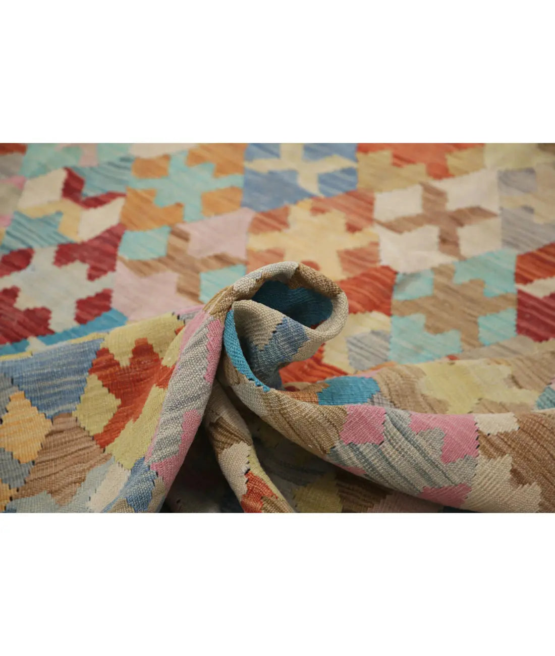 Hand Woven Maimana Kilim Wool Kilim Rug - 6'6'' x 9'5''