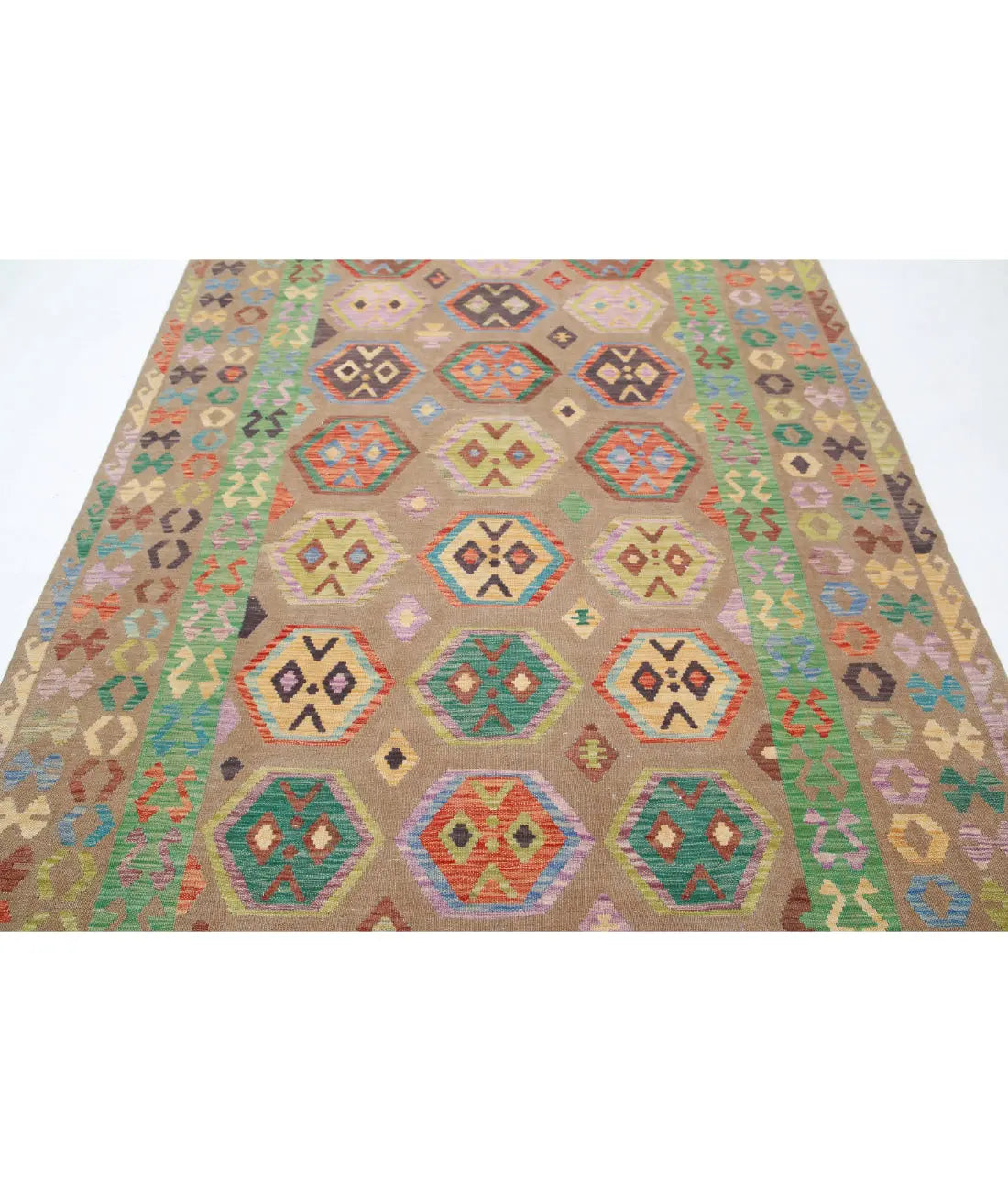Hand Woven Maimana Kilim Wool Kilim Rug - 6'6'' x 9'8''