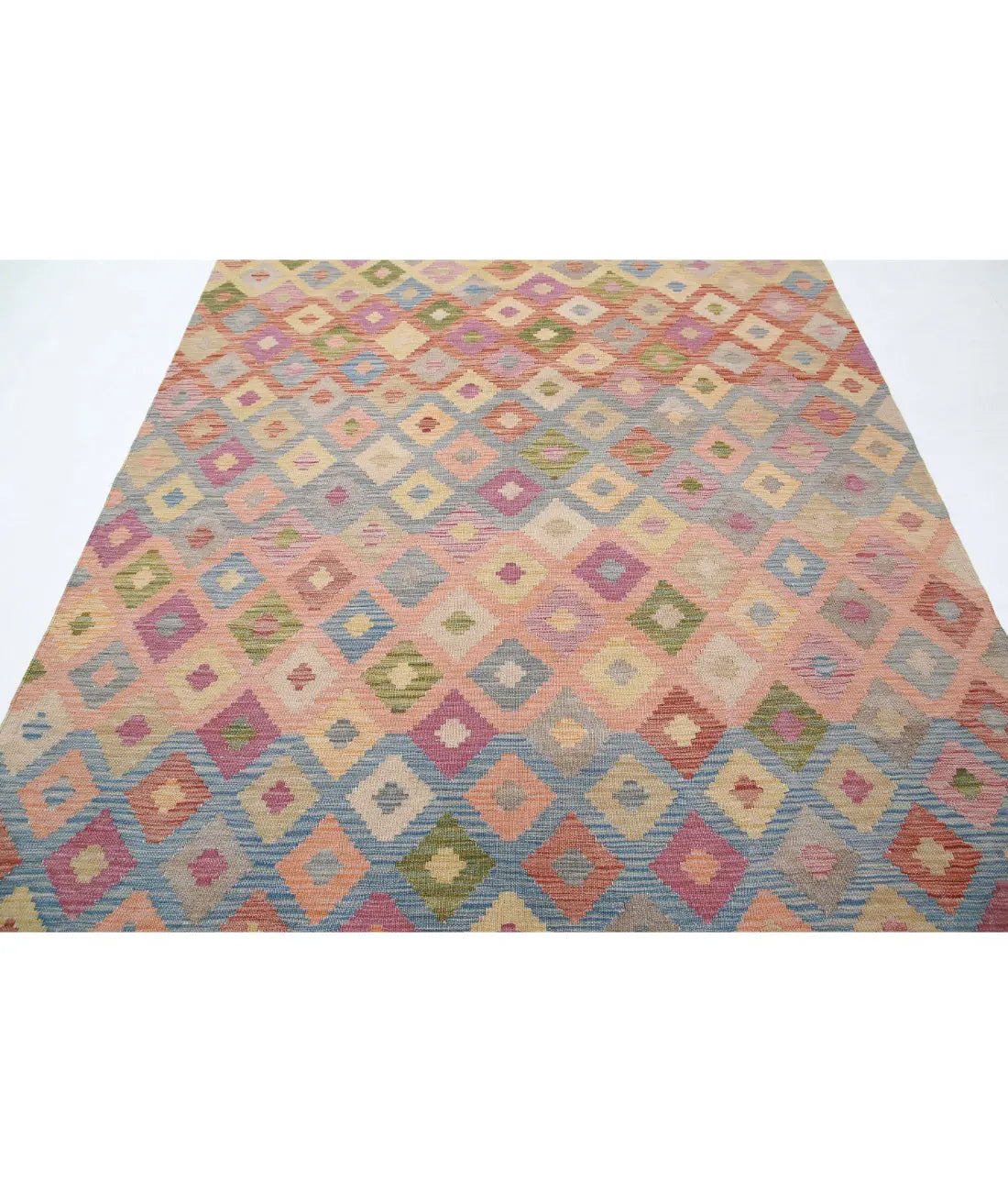 Hand Woven Maimana Kilim Wool Kilim Rug - 6'6'' x 9'9''