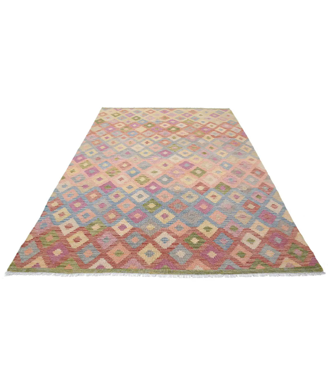 Hand Woven Maimana Kilim Wool Kilim Rug - 6'6'' x 9'9''