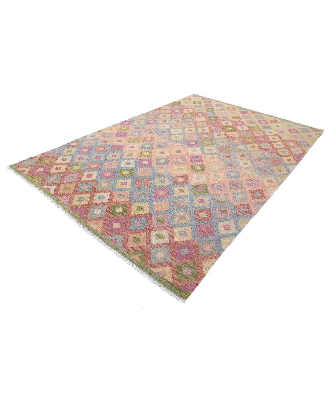 Hand Woven Maimana Kilim Wool Kilim Rug - 6'6'' x 9'9''