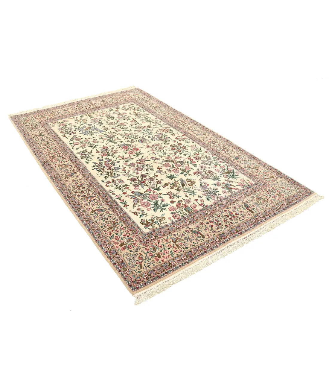 Hand Knotted Masterpiece Persian Isfahan Wool Rug - 5'2'' x 7'8'' - Arteverk Rugs Area rug