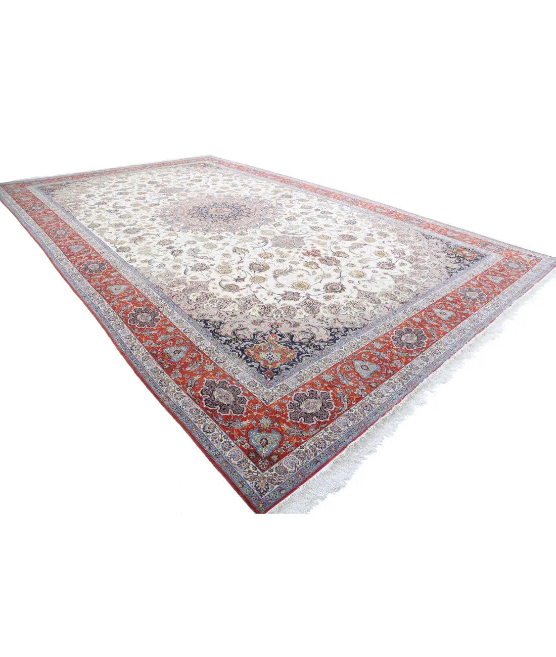 Tapis persan en laine et soie noué à la main, chef-d'œuvre d'Ispahan, 12'11'' x 21'1''