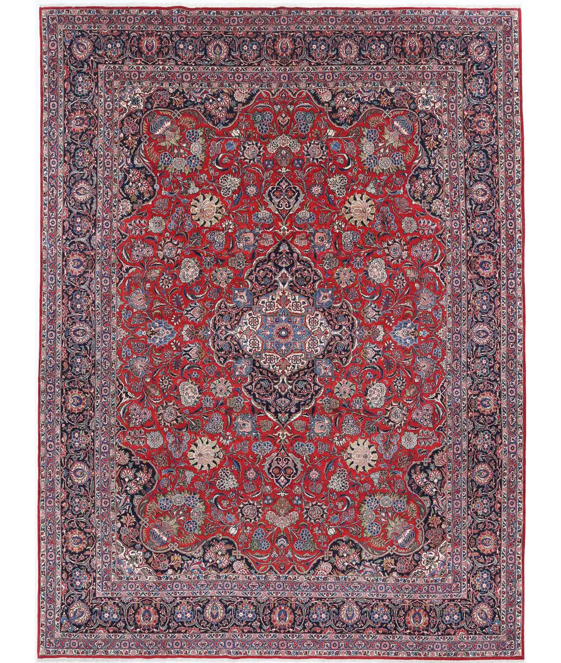Hand Knotted Masterpiece Oriental Kashan Fine Wool Rug - 10'7'' x 14'3''
