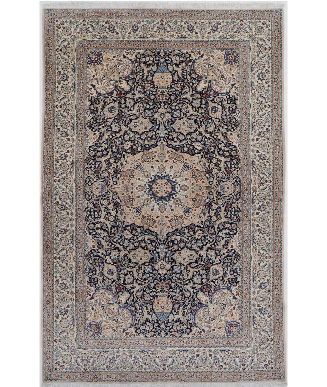 Hand Knotted Masterpiece Persian Nain Wool Rug - 5&#39;9&#39;&#39; x 9&#39;1&#39;&#39; - Arteverk Rugs Area rug