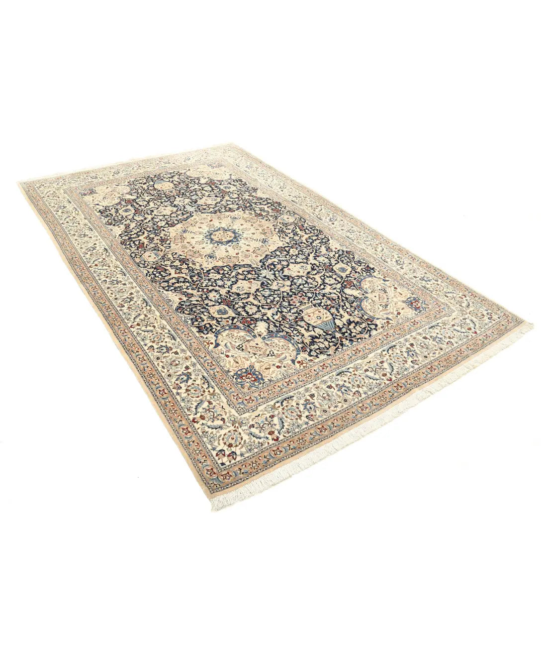Hand Knotted Masterpiece Persian Nain Wool Rug - 5'9'' x 9'1'' - Arteverk Rugs Area rug