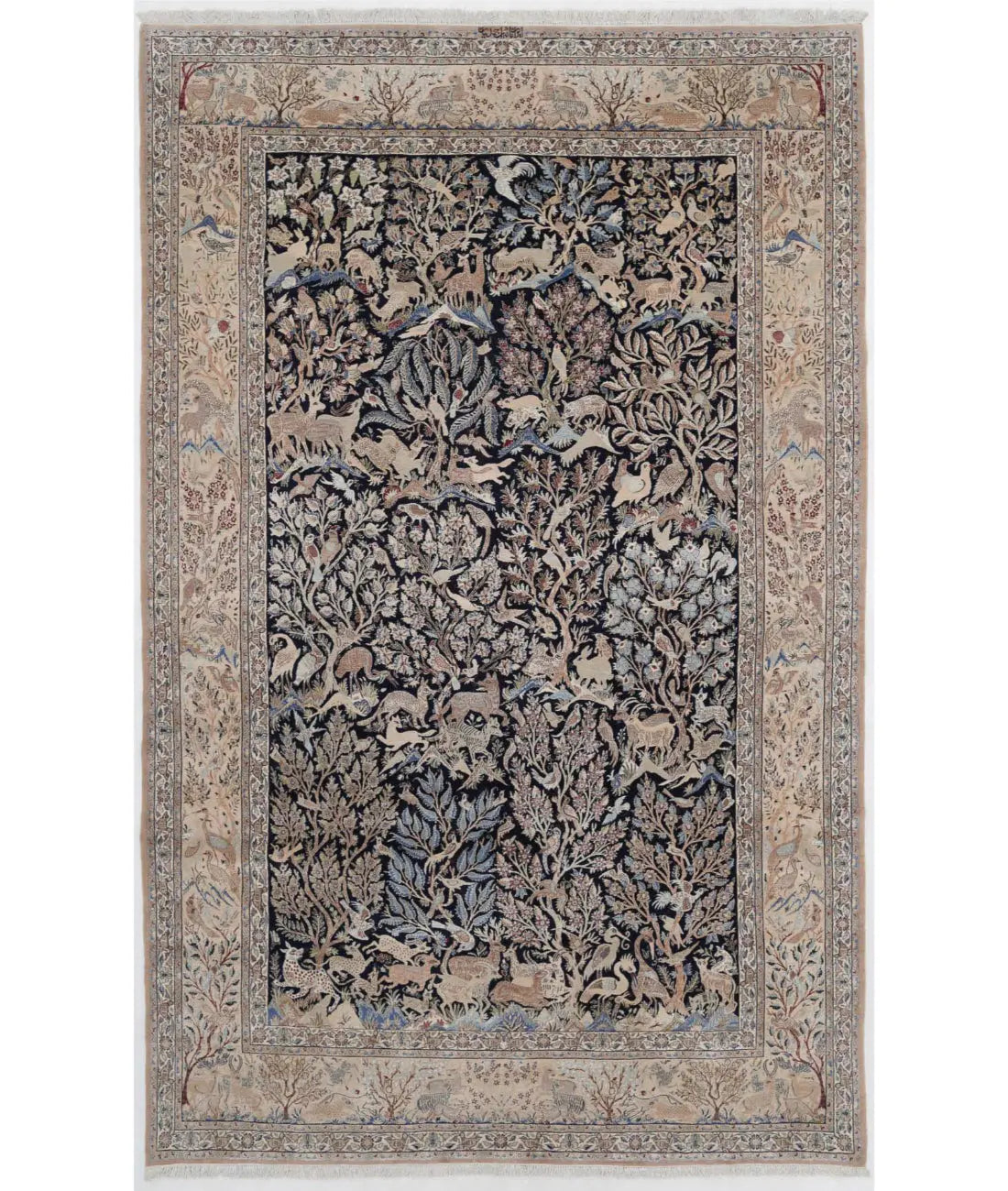 Hand Knotted Masterpiece Persian Nain Wool Rug - 6&#39;11&#39;&#39; x 11&#39;3&#39;&#39; - Arteverk Rugs Area rug