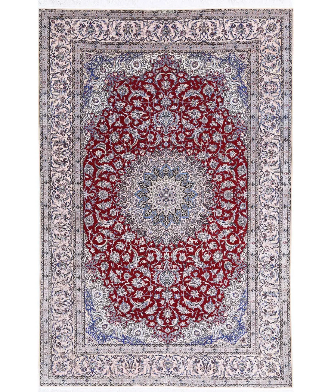 Hand Knotted Masterpiece Oriental Nain Wool & Silk Rug - 6'8'' x 10'0''
