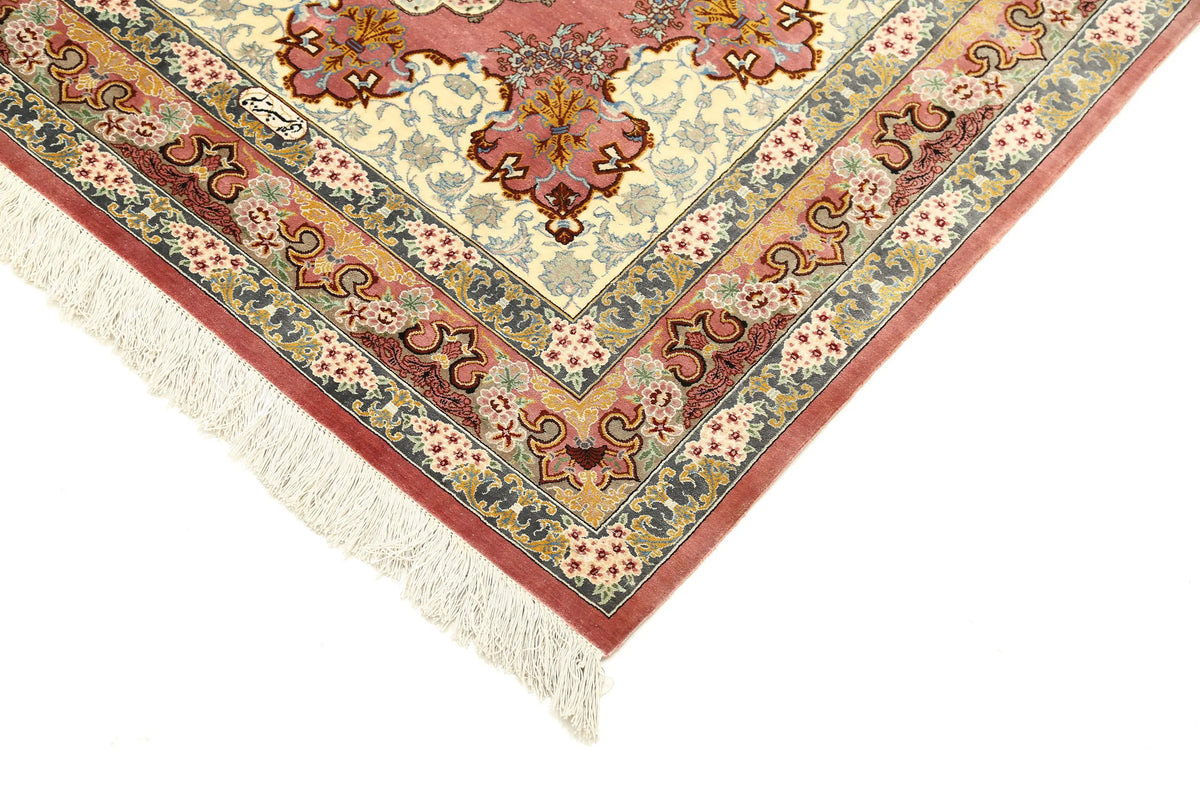 Hand Knotted Masterpiece Persian Qum Silk Rug - 3'4'' x 4'10'' - Arteverk Rugs Area rug