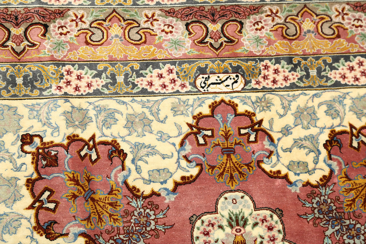 Hand Knotted Masterpiece Persian Qum Silk Rug - 3'4'' x 4'10'' - Arteverk Rugs Area rug