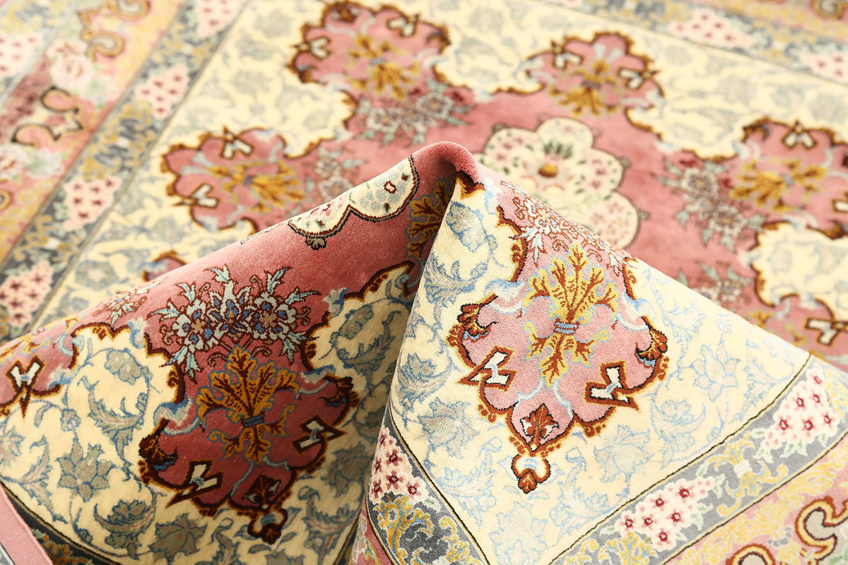 Hand Knotted Masterpiece Persian Qum Silk Rug - 3'4'' x 4'10'' - Arteverk Rugs Area rug